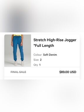Lululemon stretch high rise jogger - full length size 2